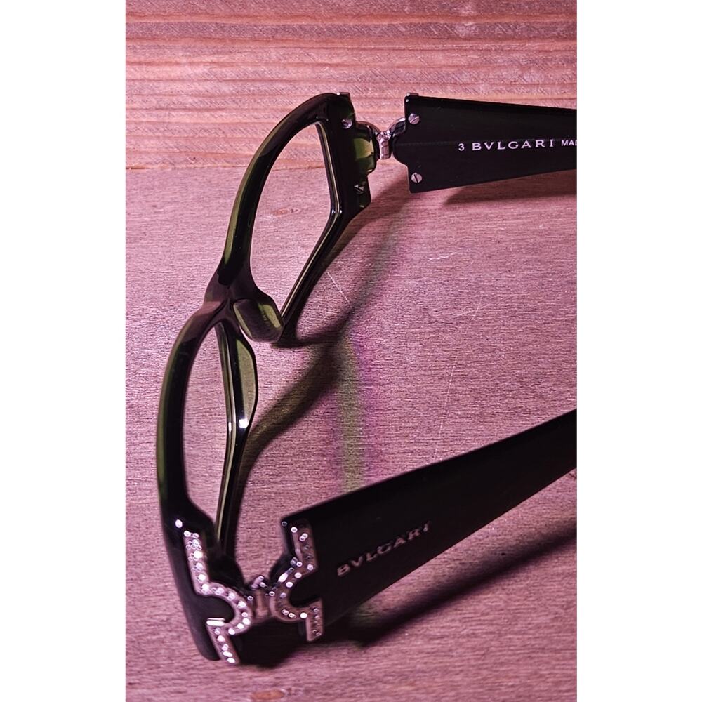 BVLGARI 473-B Eyeglasses Frames Green Rhinestone 51-15-135 Italy Designer Luxury - Picture 9 of 10
